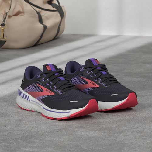 Brooks Adrenaline Gts Women's 22 Lighter Cushion Body Supprt Trainers, Black Purple Coral, 8 US