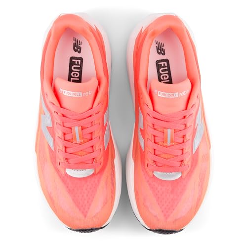 New Balance Women's FuelCell Rebel V5 Running Shoe, Urgent Red/White/Silver Metallic, 7.5 M