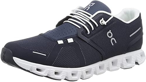 On Men's Cloud 5 Sneakers, Midnight/White, 9