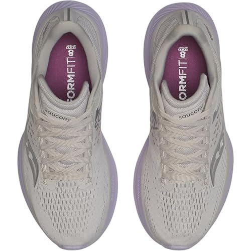 Saucony Women's Ride 17 Sneaker, Moon/Viola, 9.5