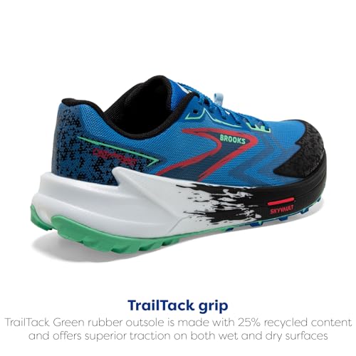 Brooks Men's Catamount 3 Trail Running Shoe - Victoria Blue/Black/Spring Bud - 10 Medium