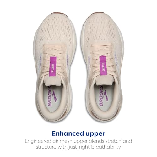 Brooks Women’s Ghost 16 Neutral Running Shoe - Almond Peach/Coconut/Purple - 11 Medium