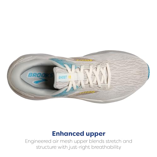 Brooks Men’s Ghost 16 Neutral Running Shoe - Coconut/Blue/Yellow - 10 Medium