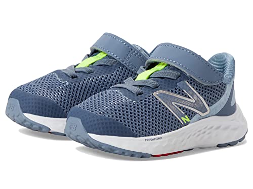 New Balance Kid's Fresh Foam Arishi V4 Hook & Loop Running Shoe, Arctic Grey/Pixel Green/True Red, 3 Wide US