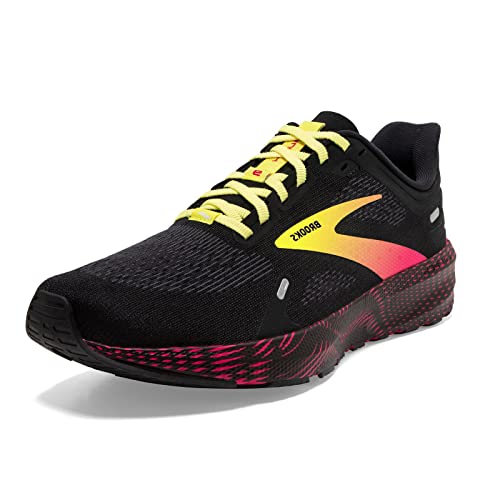 Brooks Men’s Launch 9 Neutral Running Shoe - Black/Pink/Yellow - 12 Medium