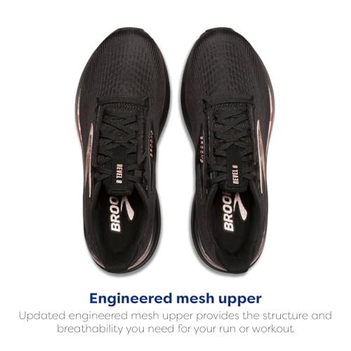 Brooks Women’s Revel 8 Neutral Running & Walking Shoe - Black/Black/Rose Gold - 7 Medium