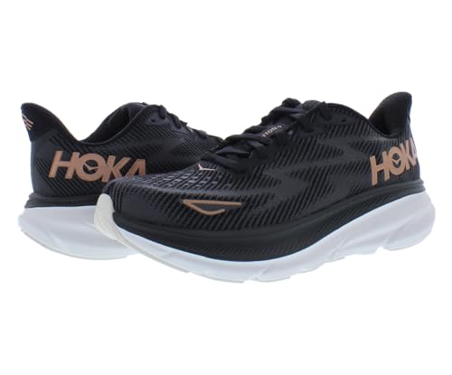 HOKA ONE ONE Clifton 9 Womens Shoes Size 7.5, Color: Black/Rose Gold