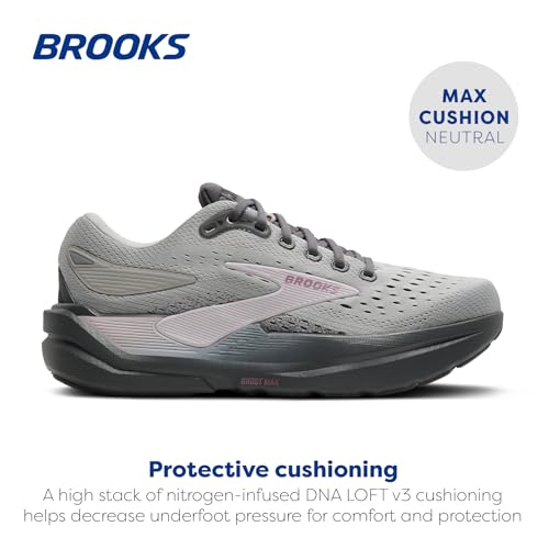 Brooks Women’s Ghost Max 3 Neutral Running & Walking Shoe - Harbor Mist/Poppy Seed/Pink - 8 Medium