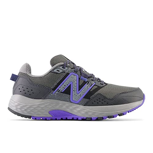 New Balance Women's 410 V8 Trail Running Shoe, Shadow Grey/Electric Indigo/Black, 9.5 W