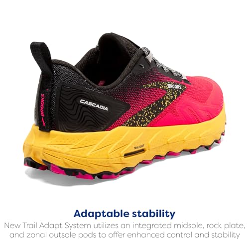 Brooks Women’s Cascadia 17 Trail Running Shoe - Diva Pink/Black/Lemon Chrome - 7 Medium