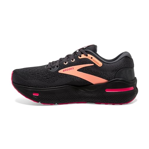 Brooks Women’s Ghost Max Cushion Neutral Running & Walking Shoe - Black/Papaya/Raspberry - 6.5 Medium