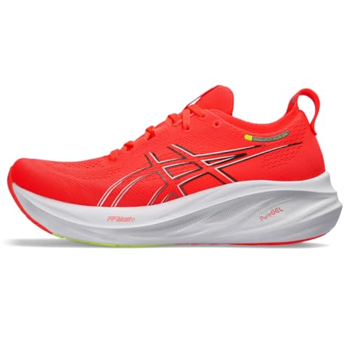 ASICS Women's Gel-Nimbus 26 Running Shoe, 13, Sunrise RED/Pure Silver
