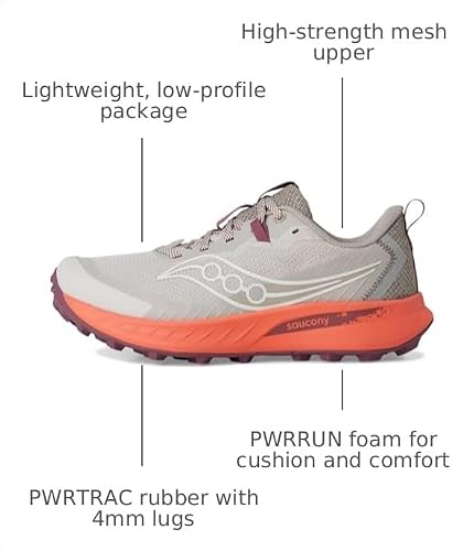 Saucony Women's Peregrine 15 Sneaker, Oat/Salmon, 9