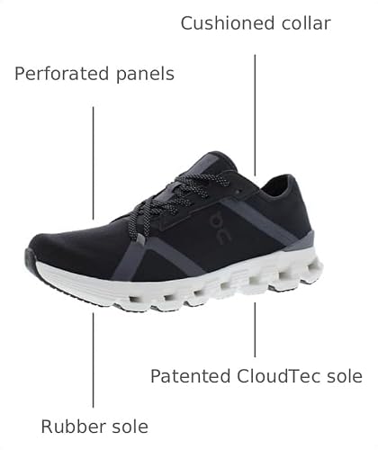 On Women's Cloud X 4 AD Sneakers, Black/Asphalt, 10 Medium US
