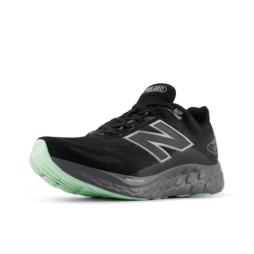 New Balance Women's Fresh Foam 680 V8 Waterproof Running Shoe, Black/Castlerock/Lab Green, 9 M