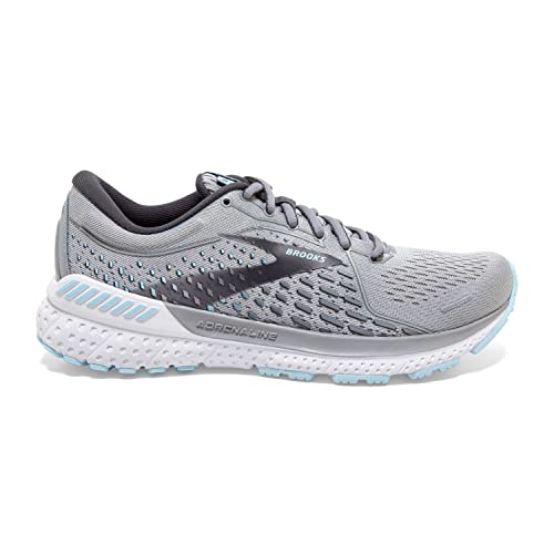 Brooks Women's Adrenaline GTS 21 Supportive Running Shoe - Oyster/Alloy/Light Blue - 5 X-Wide