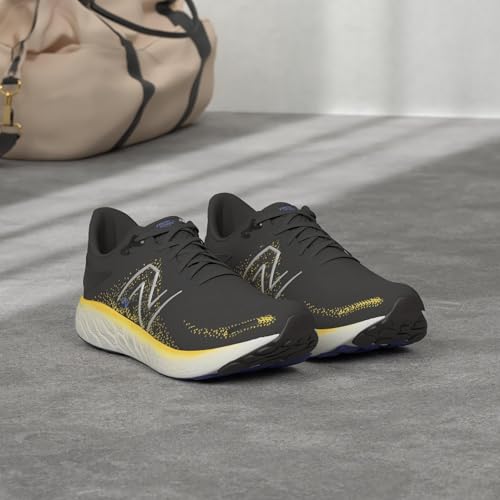 New Balance Men's Fresh Foam X 1080 V12 Running Shoe, Black/Hot Marigold, 7.5