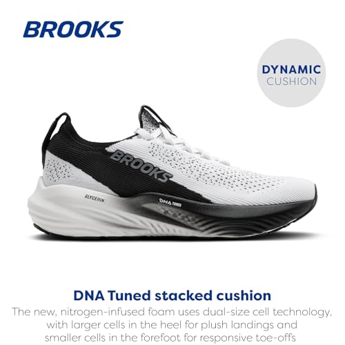Brooks Men’s Glycerin Stealthfit 22 Neutral Running Shoe - White/Grey/Black - 8.5 Medium