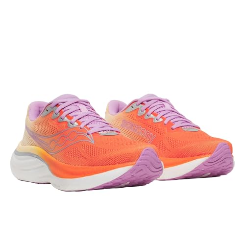 Saucony Women's Ride 19 Sneaker, Fire/Orchid, 9