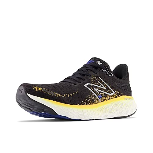 New Balance Men's Fresh Foam X 1080 V12 Running Shoe, Black/Hot Marigold, 7.5