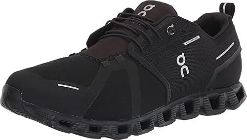 On Men's Cloud 5 Waterproof Sneakers, Black/Black, 10.5