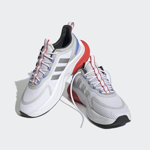 Adidas Men's Alphabounce+ Running Shoe, White/Silver Metallic/Blue Fusion, 11.5