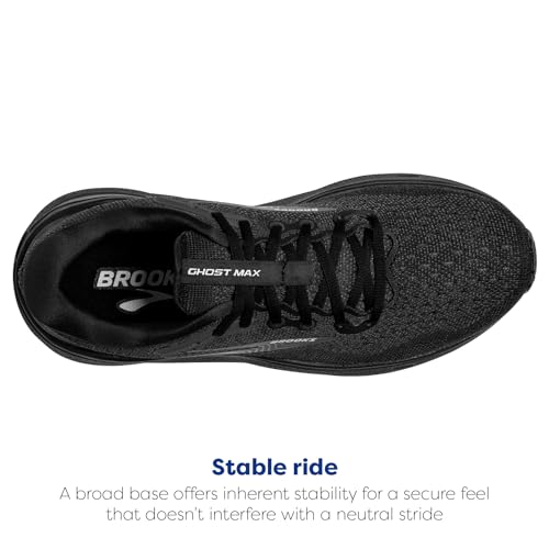 Brooks Men’s Ghost Max Cushion Neutral Running & Walking Shoe - Black/Black/Ebony - 8 Medium