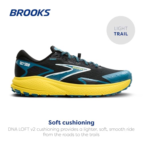 Brooks Men’s Divide 5 Trail Running Shoe - Black/Celestial/Quince - 10 Medium