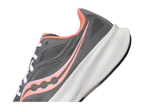 Saucony Women's Cohesion 18 Sneaker, Carbon/Salmo, 6.5 Wide