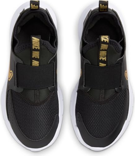 Nike Flex Runner 3 Little Kids' Shoes (FN1449-006, Black/White/Metallic Gold) Size 9