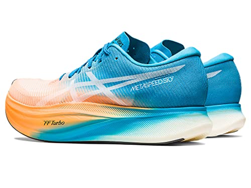 ASICS Unisex METASPEED Sky+ Running Shoes, 11.5M / 13W, Orange POP/Island Blue
