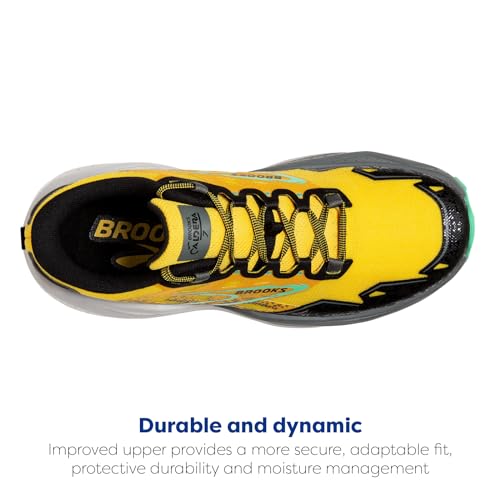 Brooks Men’s Caldera 7 Trail Running Shoe - Lemon Chrome/Black/Springbud - 10 Medium