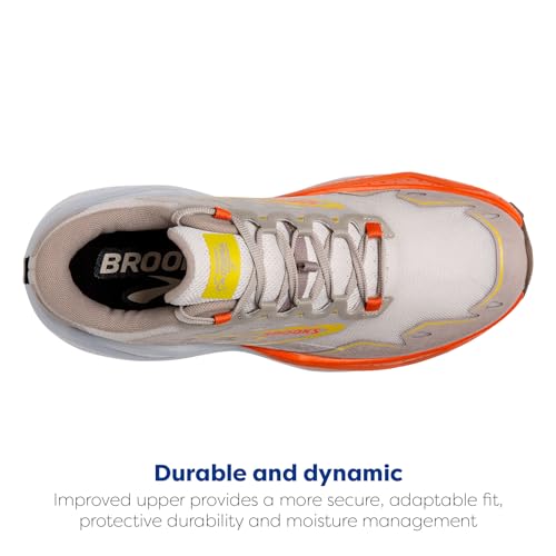Brooks Men’s Caldera 7 Trail Running Shoe - White Sand/Chateau Gray/Yellow - 10 Medium