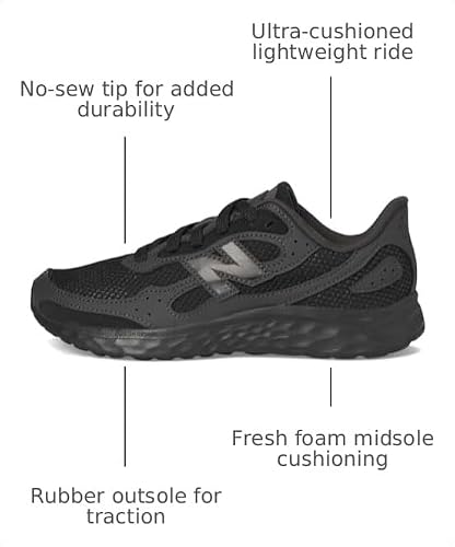 New Balance Kid's Fresh Foam Arishi Lux V1 Lace-Up Running Shoe, Black/Black Cement, 5.5 M Big Kid