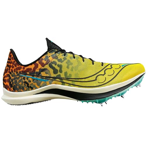 Saucony Men's Endorphin Cheetah Middle Distance Carbon Plated Track Spike, Black/Vizi, 11