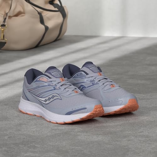 Saucony Women's Cohesion 13 Running Shoe, Blue Mist/Melon, 7.5