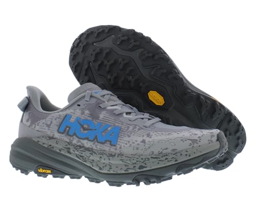 HOKA Speedgoat 6 Mens Shoes Size 9, Color: Galactic Grey/Blue/Cement Grey
