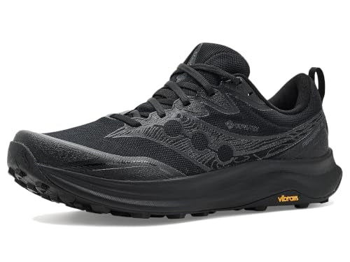 Saucony Men's Peregrine 16 GTX Sneaker, Black/Black/Black, 9