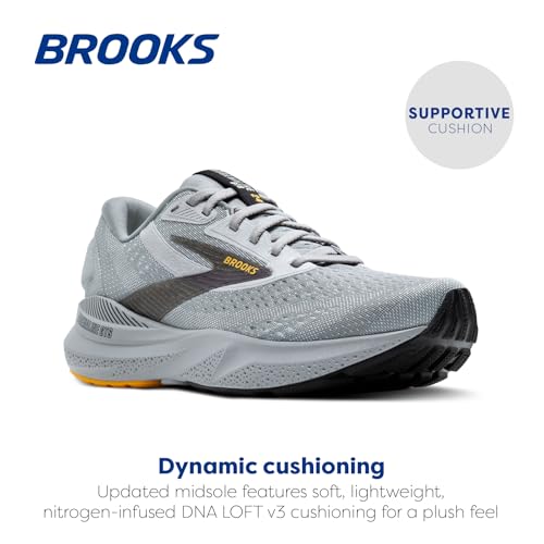 Brooks Men’s Adrenaline GTS 24 Supportive Running Shoe - Alloy/White/Gold Fusion - 8 Medium