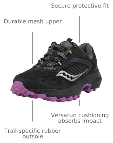 Saucony Women's Excursion Tr15, Black/Purple/Yellow, 8 W