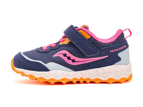 Saucony Peregrine Shield KDZ A/C Sneakers (Little Big Kid), Navy/Pink, 1 US Unisex