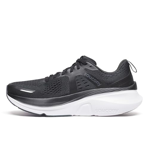 Saucony Men's Guide 18 Sneaker, Black/White, 9.5