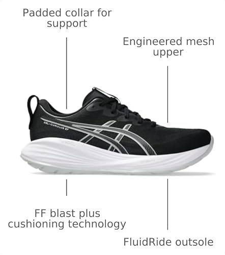 ASICS Men's Gel-Cumulus 27 Running Shoes, 10, Black/Concrete