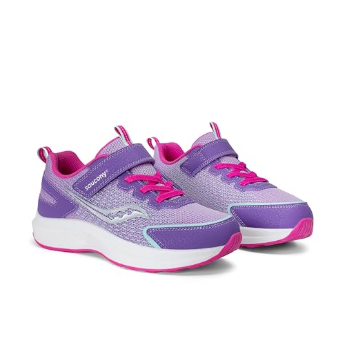 Saucony Cohesion FST (Little Big Kid) Sneaker, Purple/Pink, 5 Wide US Unisex
