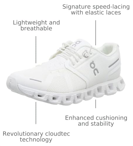 On Women's Cloud 5 Sneakers, White/White, 9