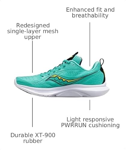 Saucony Women's Kinvara 13 Sneaker, Cool Mint/Acid, 5 Wide