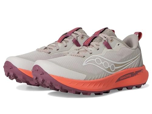 Saucony Women's Peregrine 15 Sneaker, Oat/Salmon, 8