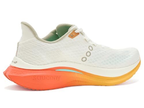 Saucony Men's Endorphin Speed 5 Sneaker, Ivory/Fire, 10.5