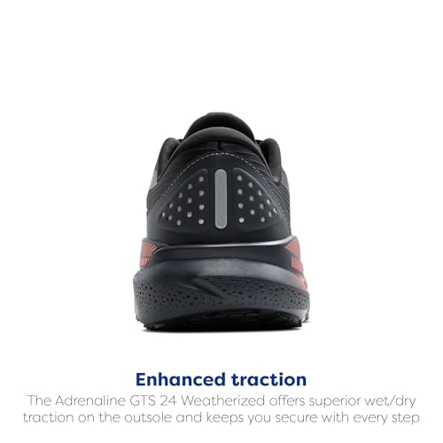 Brooks Women’s Adrenaline GTS 24 Weatherized Supportive Running Shoe - Black/Ebony/Hot Coral - 8 Medium