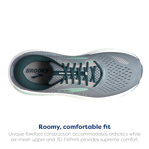 Brooks Women's Addiction GTS 15 Supportive Running Shoe - Grey/Navy/Aqua - 9 Medium
